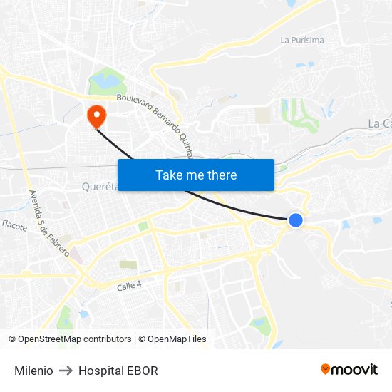 Milenio to Hospital EBOR map