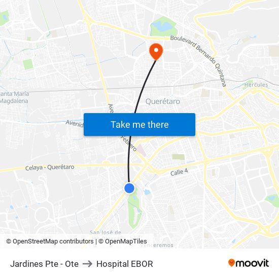 Jardines Pte - Ote to Hospital EBOR map