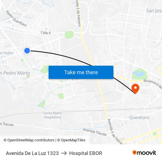 Avenida De La Luz 1323 to Hospital EBOR map