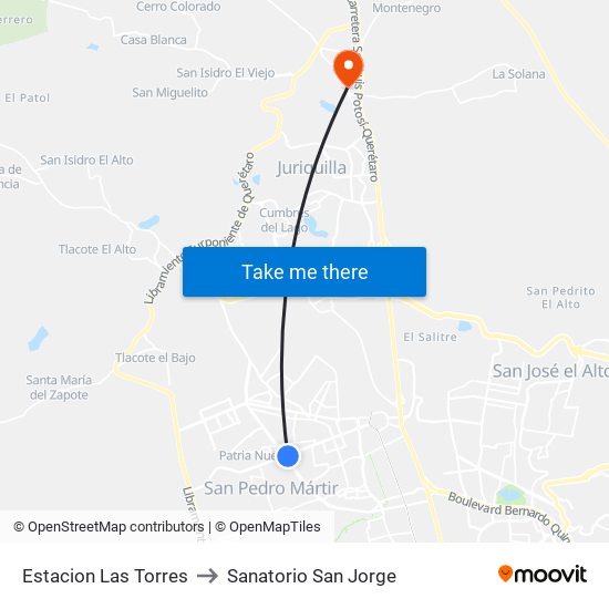 Estacion Las Torres to Sanatorio San Jorge map