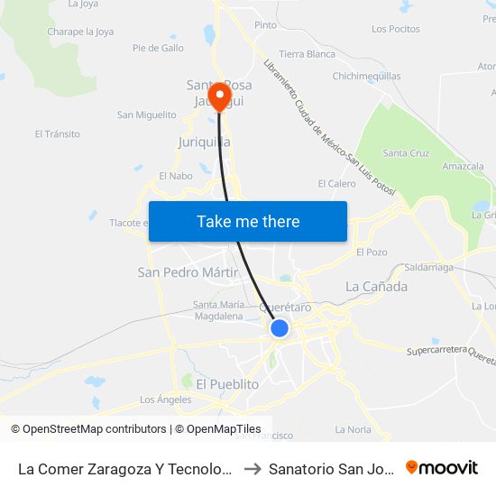 La Comer Zaragoza Y Tecnologico to Sanatorio San Jorge map