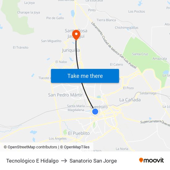 Tecnológico E Hidalgo to Sanatorio San Jorge map