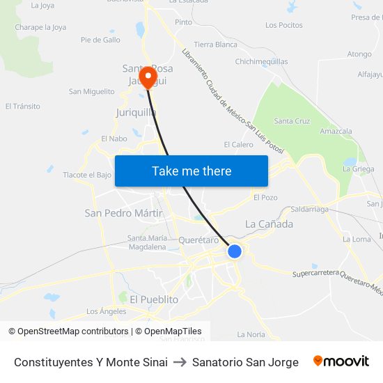 Constituyentes Y Monte Sinai to Sanatorio San Jorge map