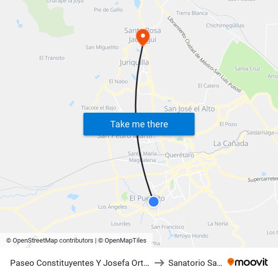 Paseo Constituyentes Y Josefa Ortiz De Dominguez to Sanatorio San Jorge map