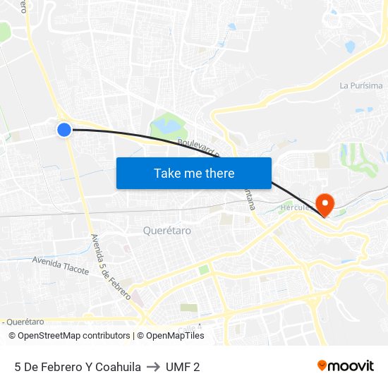 5 De Febrero Y Coahuila to UMF 2 map