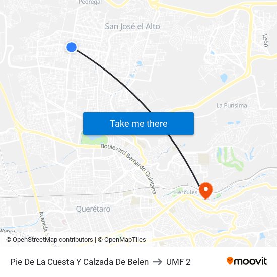 Pie De La Cuesta Y Calzada De Belen to UMF 2 map