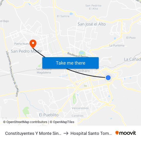Constituyentes Y Monte Sinai to Hospital Santo Tomás map
