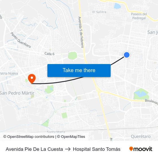 Avenida Pie De La Cuesta to Hospital Santo Tomás map