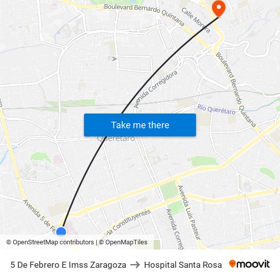 5 De Febrero E Imss Zaragoza to Hospital Santa Rosa map