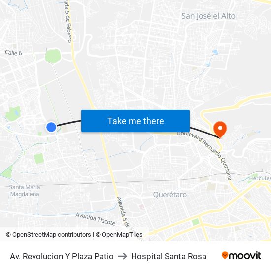 Av. Revolucion Y Plaza Patio to Hospital Santa Rosa map