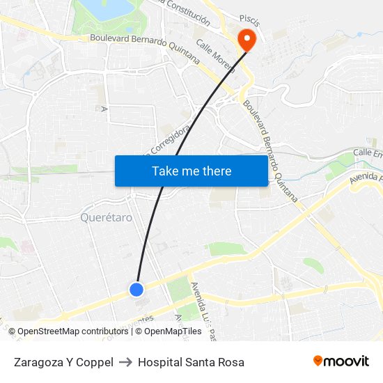 Zaragoza Y Coppel to Hospital Santa Rosa map