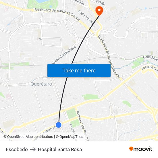 Escobedo to Hospital Santa Rosa map