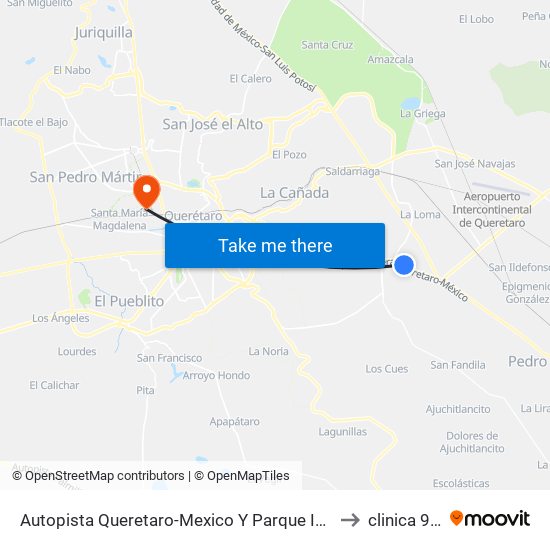 Autopista Queretaro-Mexico Y Parque Industrial El Marques to clinica 9 IMSS map