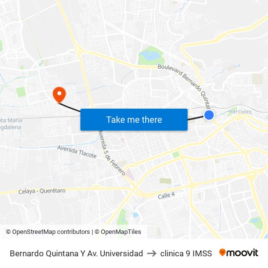 Bernardo Quintana Y Av. Universidad to clinica 9 IMSS map