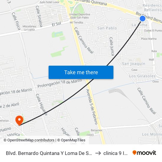 Blvd. Bernardo Quintana Y Loma De San Pablo to clinica 9 IMSS map