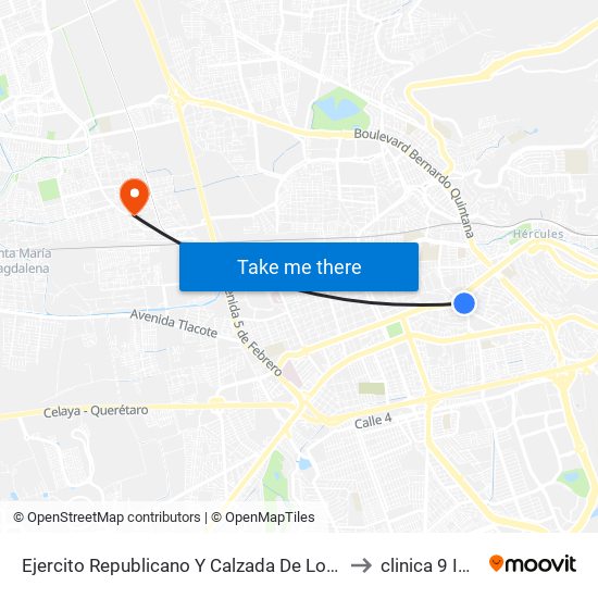 Ejercito Republicano Y Calzada De Los Arcos to clinica 9 IMSS map
