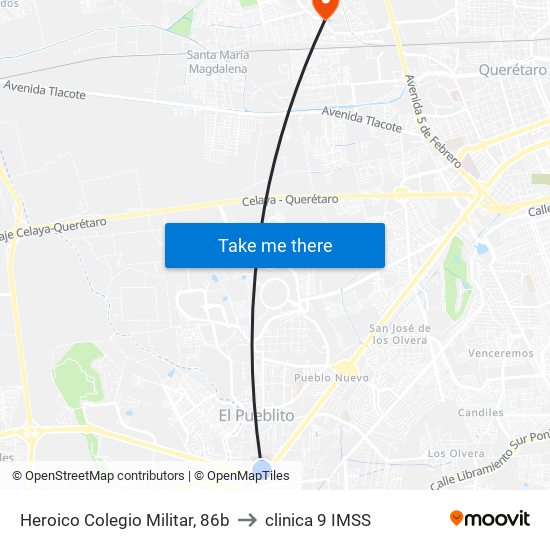 Heroico Colegio Militar, 86b to clinica 9 IMSS map