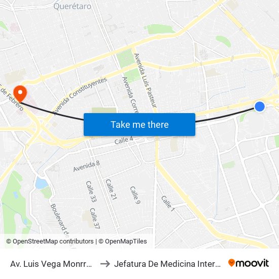 Av. Luis Vega Monrroy Y Estadio to Jefatura De Medicina Interna HGR 1 IMSS map