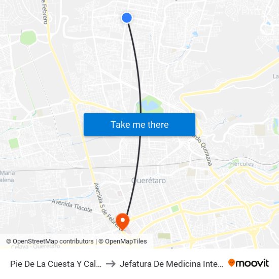 Pie De La Cuesta Y Calzada De Belen to Jefatura De Medicina Interna HGR 1 IMSS map