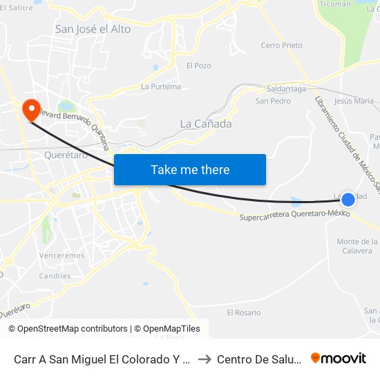 Carr A San Miguel El Colorado Y Calle San Juan Del Río to Centro De Salud San Pablo map