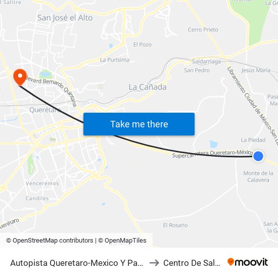 Autopista Queretaro-Mexico Y Parque Industrial El Marques to Centro De Salud San Pablo map