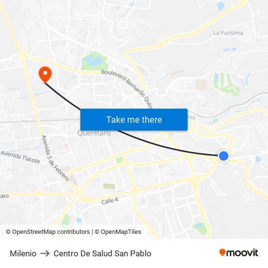 Milenio to Centro De Salud San Pablo map