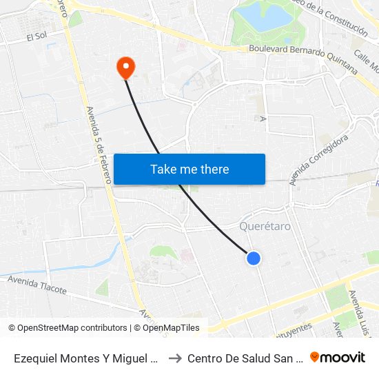 Ezequiel Montes Y Miguel Hidalgo to Centro De Salud San Pablo map