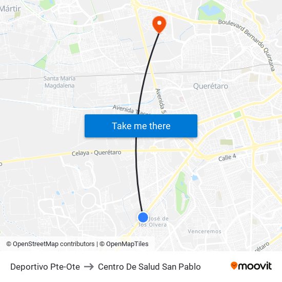 Deportivo Pte-Ote to Centro De Salud San Pablo map