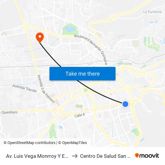 Av. Luis Vega Monrroy Y Estadio to Centro De Salud San Pablo map