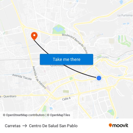 Carretas to Centro De Salud San Pablo map