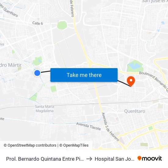 Prol. Bernardo Quintana Entre Pinos Y Berenice to Hospital San Jose Norte map