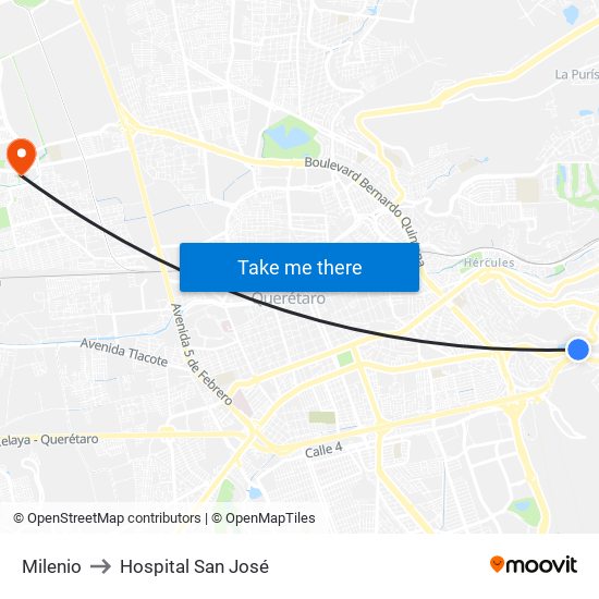 Milenio to Hospital San José map