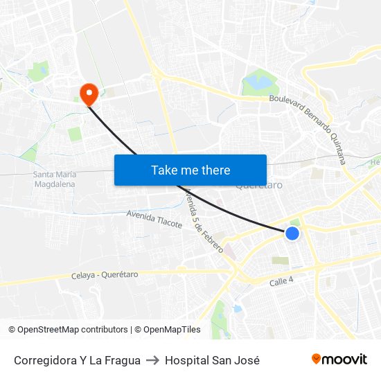 Corregidora Y La Fragua to Hospital San José map