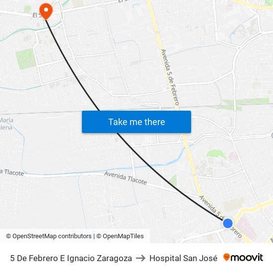 5 De Febrero E Ignacio Zaragoza to Hospital San José map