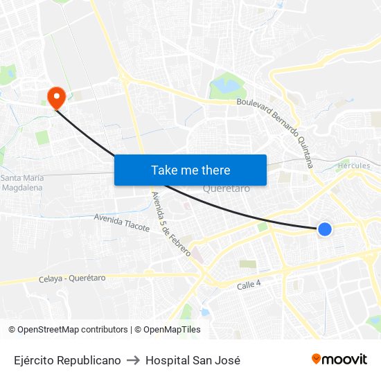 Ejército Republicano to Hospital San José map