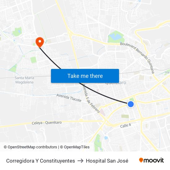 Corregidora Y Constituyentes to Hospital San José map