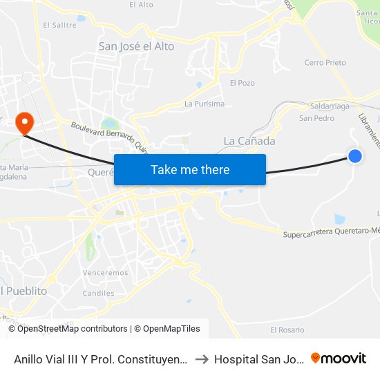 Anillo Vial III Y Prol. Constituyentes to Hospital San José map