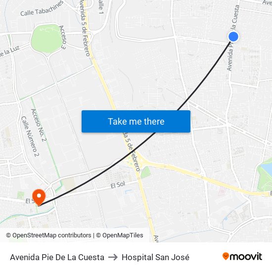 Avenida Pie De La Cuesta to Hospital San José map