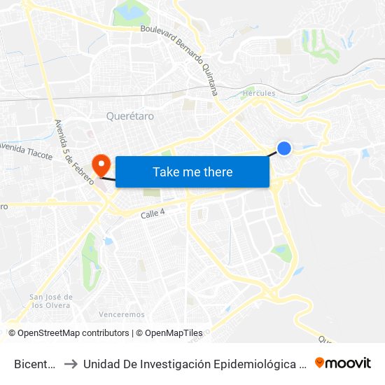 Bicentenario to Unidad De Investigación Epidemiológica Y En Servicios De Salud map