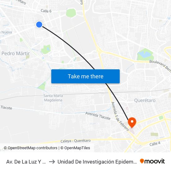 Av. De La Luz Y Cerro Del Capulín to Unidad De Investigación Epidemiológica Y En Servicios De Salud map