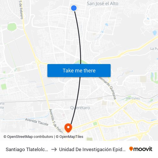 Santiago Tlatelolco Y Santiago Del Oeste to Unidad De Investigación Epidemiológica Y En Servicios De Salud map