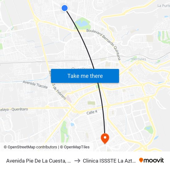 Avenida Pie De La Cuesta, 886 to Clinica ISSSTE La Azteca map