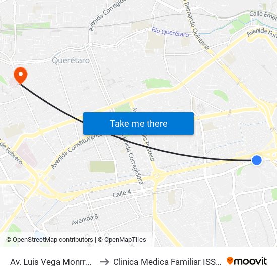 Av. Luis Vega Monrroy Y Estadio to Clinica Medica Familiar ISSSTE Queretaro map