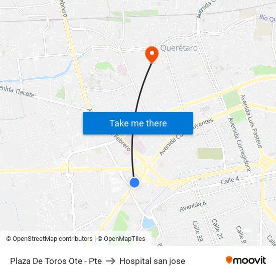 Plaza De Toros Ote - Pte to Hospital san jose map