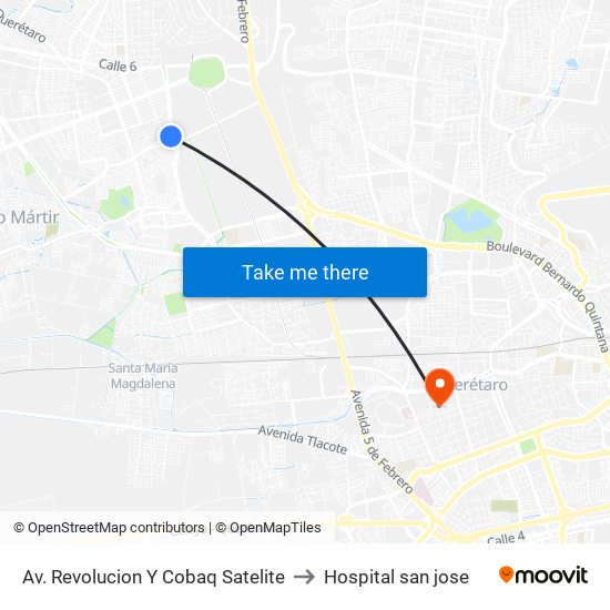Av. Revolucion Y Cobaq Satelite to Hospital san jose map