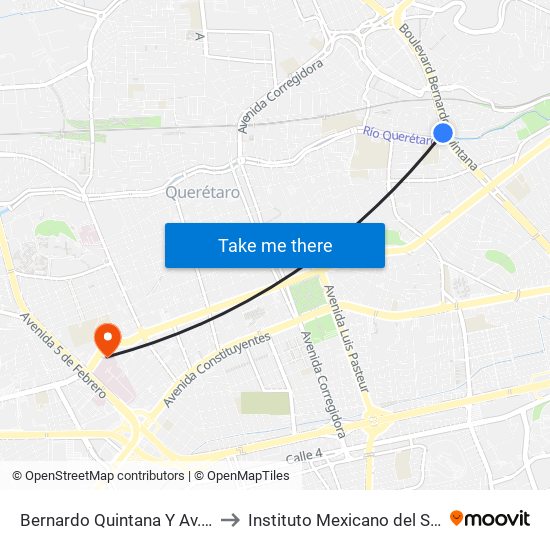 Bernardo Quintana Y Av. Universidad to Instituto Mexicano del Seguro Social map