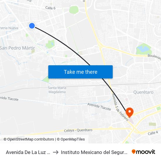 Avenida De La Luz 1323 to Instituto Mexicano del Seguro Social map