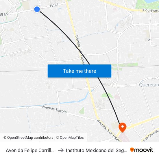 Avenida Felipe Carrillo Puerto to Instituto Mexicano del Seguro Social map