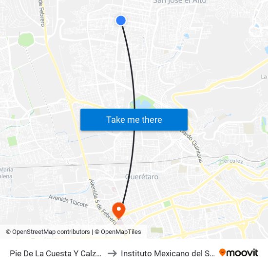 Pie De La Cuesta Y Calzada De Belen to Instituto Mexicano del Seguro Social map