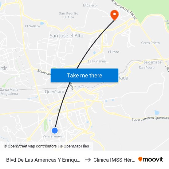 Blvd De Las Americas Y Enrique Bordes to Clinica IMSS Hércules map